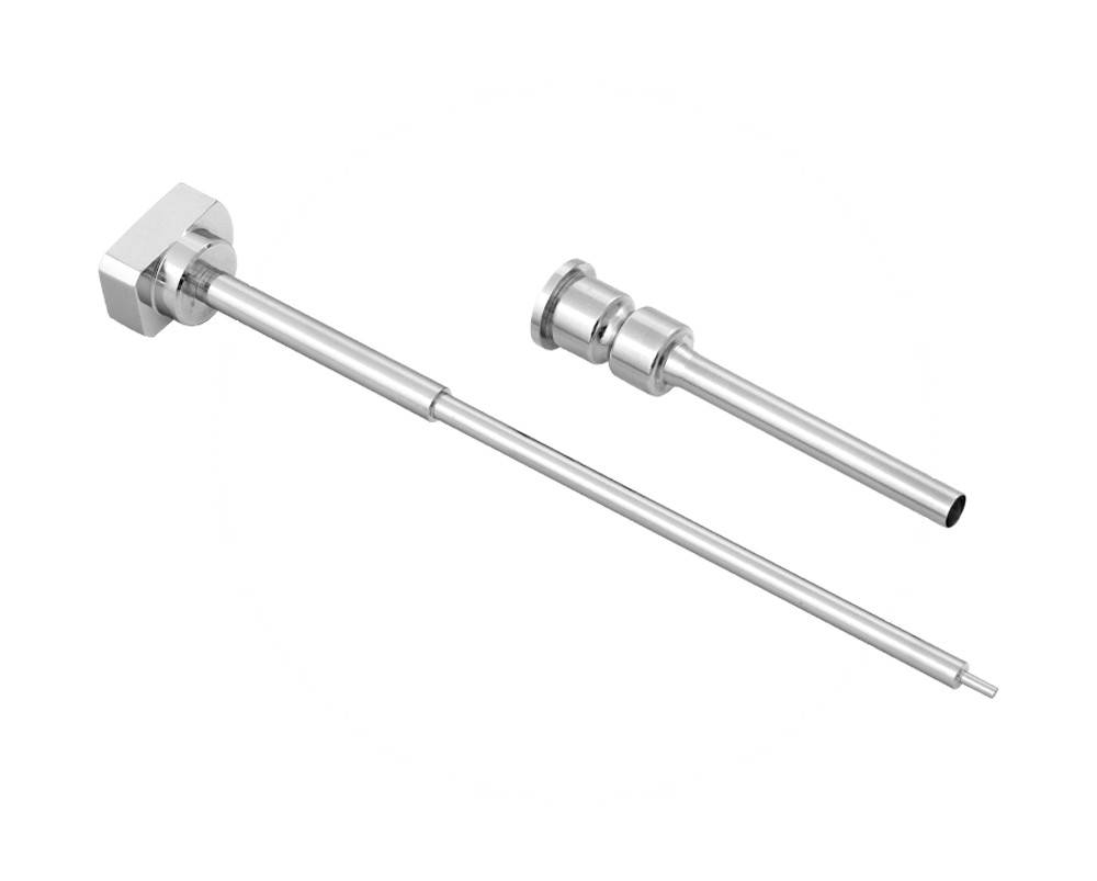 Stopper insertion pusher for pre-filled syringes