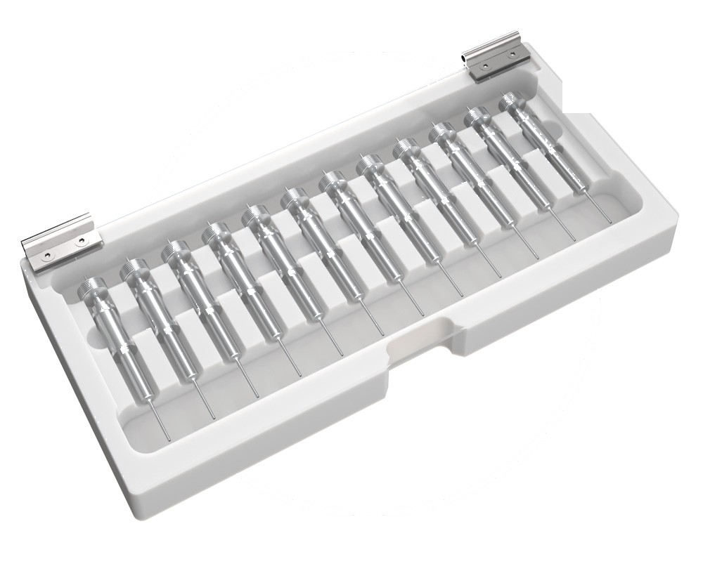 Filling needle protection rack